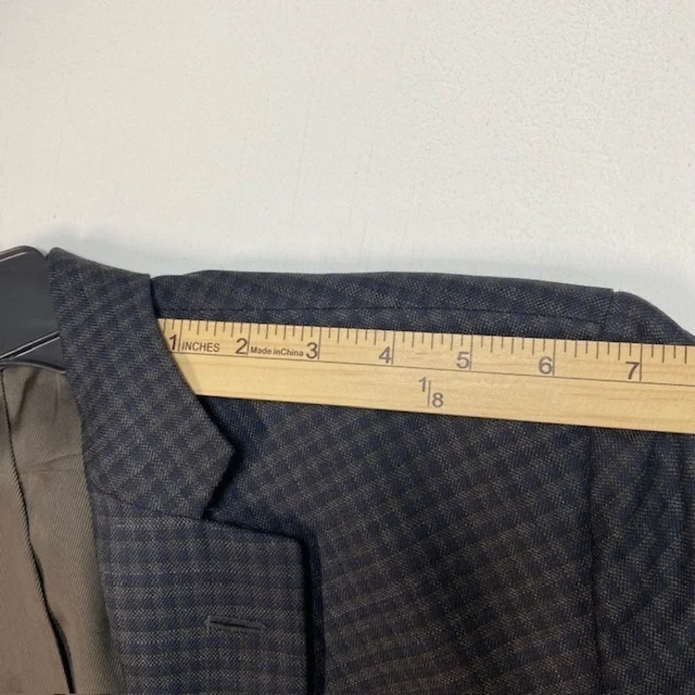 Cremieux Collection Loro Piana Wool Blazer Mens 42L Navy Blue Check Sport Coat‎